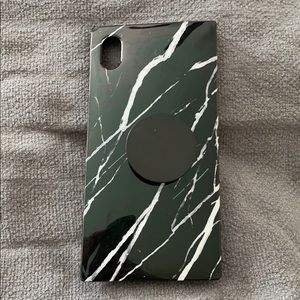Marble iPhone XR phone case with pop socket